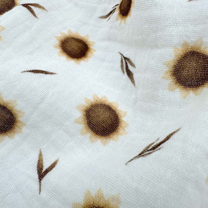 Cotton Double Gauze Fabric Sunflower Print