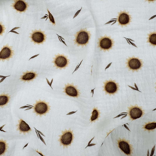 Cotton Double Gauze Fabric Sunflower Print