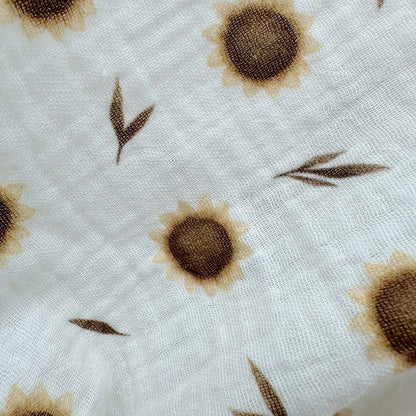 Cotton Double Gauze Fabric Sunflower Print