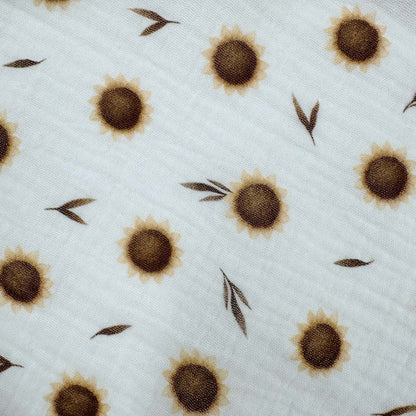 Cotton Double Gauze Fabric Sunflower Print