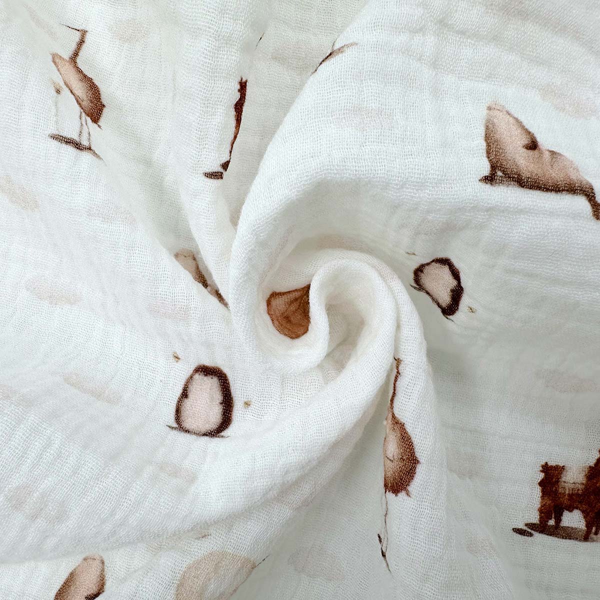 Double Gauze Cotton Fabric with Exotic Animal Print