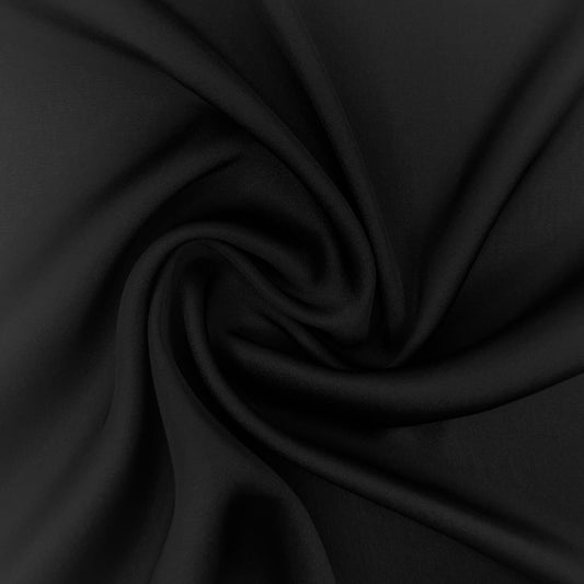 Faux Silk Satin - Black Unicolor Fabric