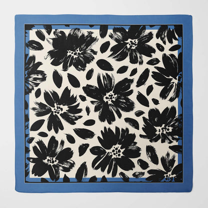 Brush painted flower silk scarf