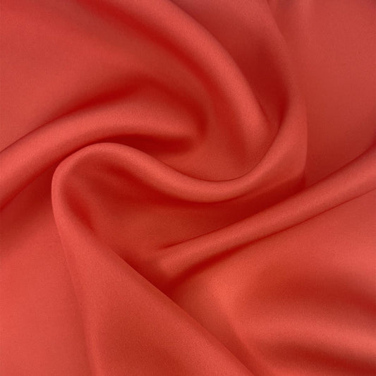 Faux Silk Satin - Cherry Tomato Unicolor Fabric