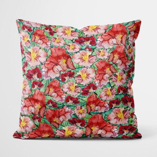 Red flowers on turquoise - Pillow