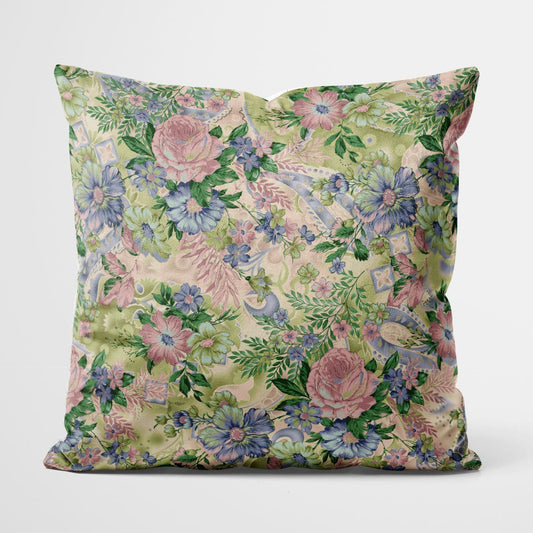 Pillow With Colorful Watercolor Flowers