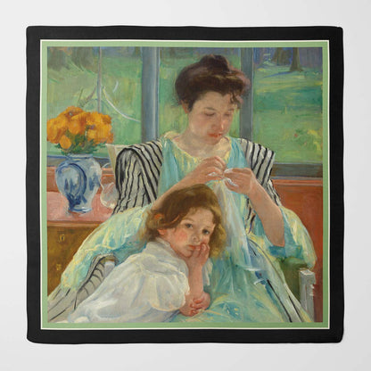 Young Mother Sewing by Mary Cassatt silk scarf