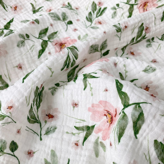 Cotton Double Gauze - Fabric With Floral Pattern