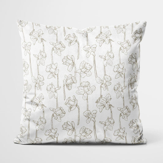 Daffodil Pencil Line Art Pillow