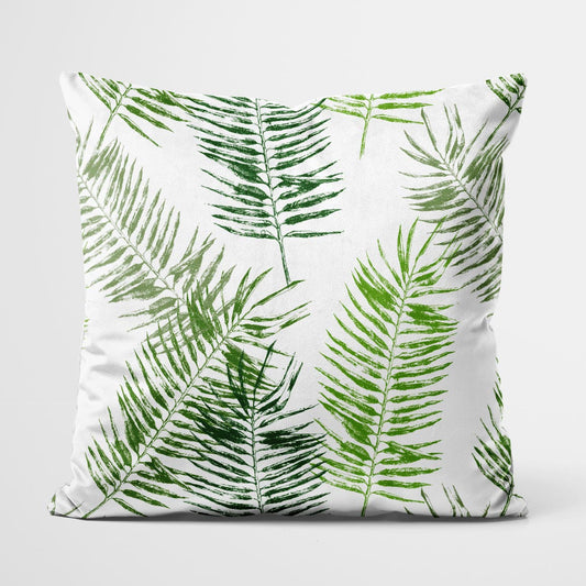 Hojas de helecho verde prensadas a mano - Almohada